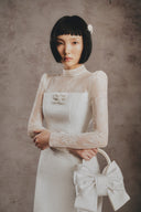 Jordan Ivory  Tweed Couture Midi Dress for women, from WHITE PLAN, The Viet Concept 