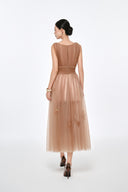 Rona Floral Off-Shoulder Mesh Midi Dress for women, from JOSEPHINE, The Viet Concept 