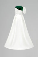 Emerald Velvet Bustier Column Gown With Draped Shoulder for women, from IHF ATELIER, The Viet Concept 