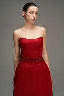 Crimson Radiance Crystal Silk Taffeta Gown for women, from IHF STUDIO, The Viet Concept 