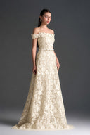 IHF STUDIO • Roselle Floral Lace Off-Shoulder A-Line Gown
