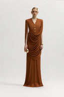 Marly Dress Double Draped Cape Knit Gown for women, from JENNY K TRAN, The Viet Concept