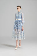 ROSEE de MATIN • Blue Midi Lace Dress