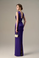 Purple Satin Silk Ruched V-Neck Tie Gown for women, from IHF ATELIER, The Viet Concept