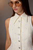 Kodemari 3D Floral Sequin Peplum Waistcoat for women, from KEIRA TONG, The Viet Concept 