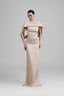 Bancha Sheath Cape Sleeved Silk Satin Floor Length Dress for women, from Ha Thanh Viet, The Viet Concept 