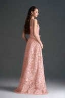 IHF STUDIO • Noir Floral Garden Lace A-Line Dress with Velvet Waist Belt