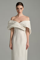 Celestia Draped Shoulder Taffeta Column Evening Gown for women, from IHF STUDIO, The Viet Concept 