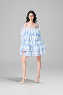 Melodie Baby Blue Ruffle Babydoll Mini Dress for women, from LINH PHUNG, The Viet Concept