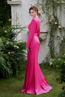 Light Pink Mermaid Evening Gown Trapeze Neck Luxury Long Sleeves for women, from IHF ATELIER, The Viet Concept