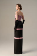 Black Silk Taffeta Pleated Bustier Gown With Satin Bow Detail for women, from IHF ATELIER, The Viet Concept