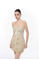 LUCILLA • Kaelis Lace Ruched Tulle Mini Cocktail Dress