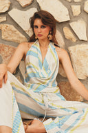 XITA • Élan Striped Silk Cowl-Neck Top