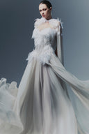 Wings of Hope Feather-Embellished Hooded Tulle Couture Cape for women, from MR CRAZY & LADY SEXY, The Viet Concept 