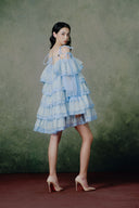 Melodie Baby Blue Ruffle Babydoll Mini Dress for women, from LINH PHUNG, The Viet Concept