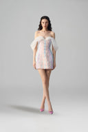 LINH PHUNG • Iridelle Pastel Taffeta & Organza Off-Shoulder Mini Corset Dress