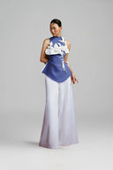Ivory Linen Wide-Leg Ao Dai Pants for women, from Keira Tong, The Viet Concept
