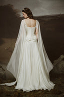 LINH PHUNG • Thalia Crystal-Embellished Chiffon Cape Evening Gown