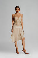 Cream Diana Midi Dress for women, from La Vierge, The Viet Concept 