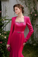 Light Pink Mermaid Evening Gown Trapeze Neck Luxury Long Sleeves for women, from IHF ATELIER, The Viet Concept