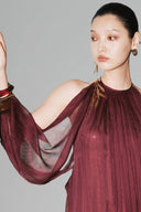 HUONG • Wine Red Loreena Open-Back Silk Maxi Dress