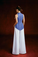 Ivory Linen Wide-Leg Ao Dai Pants for women, from Keira Tong, The Viet Concept