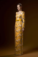 Metallic Jacquard Trapeze Neck Column Evening Gown for women, from IHF ATELIER, The Viet Concept