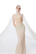 Ethereal Dune Beaded Corset Column Gown with Sheer Cape for women, from MR CRAZY & LADY SEXY, The Viet Concept 