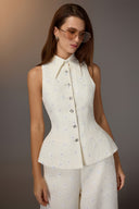 Kodemari 3D Floral Sequin Peplum Waistcoat for women, from KEIRA TONG, The Viet Concept 