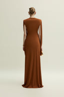 Marly Dress Double Draped Cape Knit Gown for women, from JENNY K TRAN, The Viet Concept