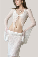 White Donna Del Mare Stretch Lace Set for women, from La Vierge, The Viet Concept 