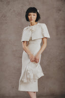 Mara Ivory Tweed Layered Midi Dress for women, from WHIT PLAN, The Viet Concept 