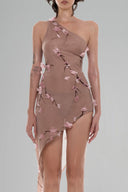 Brown Amari One-shoulder Mini Dress for women, from Huelley Rose, The Viet Concept 