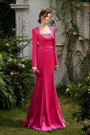 Light Pink Mermaid Evening Gown Trapeze Neck Luxury Long Sleeves for women, from IHF ATELIER, The Viet Concept