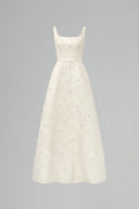 Lacquered Brocade Strapless A-Line Maxi Dress with Pearl Cluster for women, from IHF STUDIO, The Viet Concept 