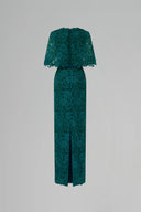 Blooming Rose Lace V-Neck Column Gown With Mini Cape Sleeves for women, from IHF ATELIER, The Viet Concept 
