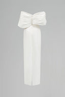 Celestia Draped Shoulder Taffeta Column Evening Gown for women, from IHF STUDIO, The Viet Concept 