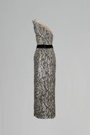 Moontrace Asymmetrical Sequin Velvet Sculpted Evening Dress for women, from SORAMAME, The Viet Concept

