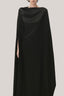 Black Quyen Trapezoid Boat Neck Satin Maxi Dress for women, from TINH, The Viet Concept 