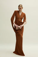 Marly Dress Double Draped Cape Knit Gown for women, from JENNY K TRAN, The Viet Concept