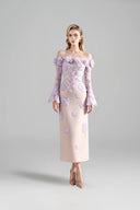ROSEE de MATIN • I-Line Purple Rose Beaded Dress