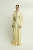Marseille Dress Draped V Neck Jersey Gown for women, from JENNY K TRAN, The Viet Concept 