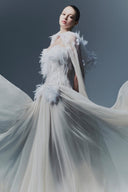 Wings of Hope Feather-Embellished Hooded Tulle Couture Cape for women, from MR CRAZY & LADY SEXY, The Viet Concept 