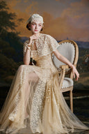 MADDY HATES ROSE • Vespera Champagne Lace & Tulle Floor-Length Gown