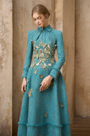 ROSEE de MATIN • Butterfly Embroidery Tweed Midi Dress