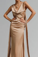 Mocha La Divinità Maxi Dress for women, from La Vierge, The Viet Concept 