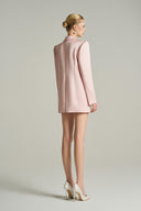 Rosé Asymmetric Silk Taffeta Blazer Dress Rhinestone Chain for women, from IHF STUDIO, The Viet Concept 