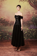 Chrissy Noir Off-Shoulder Layered Maxi Dress for women, from JOSEPHINE, The Viet Concept 