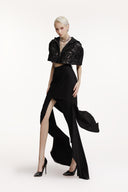 SORAMAME • Black Interval Panelled Mermaid Train Skirt