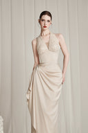 Clytia Creamy White Star Sequin Silk Gown Dress for women, from CALISTA, The Viet Concept 